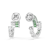 Swarovski Matrix Hoop Earrings Mixed Cuts Green Rhodium Plated