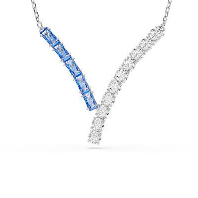 Swarovski Matrix Necklace Pendant Mixed Cuts Blue Rhodium Plated