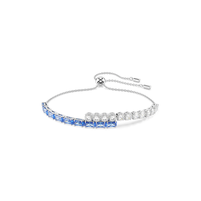 Swarovski Matrix Tennis Bracelet Mixed Cuts Blue Rhodium Plated