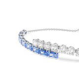 Swarovski Matrix Tennis Bracelet Mixed Cuts Blue Rhodium Plated