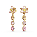 Swarovski Idyllia Drop Earrings Mixed Cuts Flower Multicolored Gold-Tone Plated