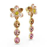 Swarovski Idyllia Drop Earrings Mixed Cuts Flower Multicolored Gold-Tone Plated