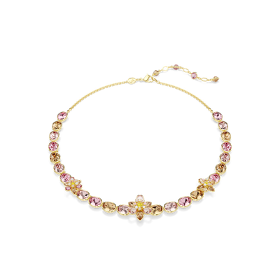 Swarovski Idyllia Necklace Mixed Cuts Flower Multicolored Gold-Tone Plated