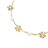 Swarovski Idyllia Necklace Crystal Pearl Mixed Cuts Flower Multicolored Gold-Tone Plated