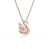 Swarovski Swan Necklace Pendant Mixed Cuts Swan Pink
