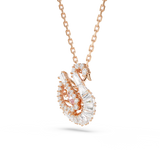 Swarovski Swan Necklace Pendant Mixed Cuts Swan Pink