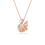 Swarovski Swan Necklace Pendant Mixed Cuts Swan Pink