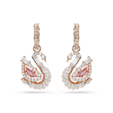 Swarovski Swan drop earrings, Pavé, Swan, Pink