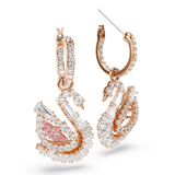 Swarovski Swan drop earrings, Pavé, Swan, Pink