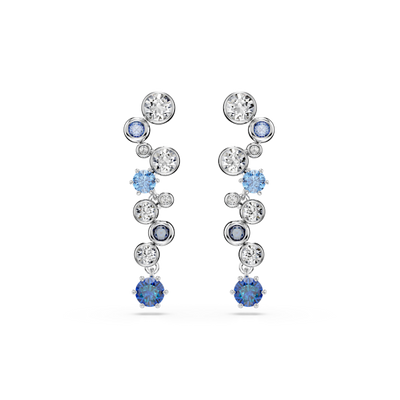 Swarovski Constella Drop Earrings Mixed Cuts Blue Rhodium Plated