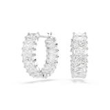 Swarovski Matrix Hoop Earrings Baguette Cut White Rhodium Plated