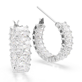Swarovski Matrix Hoop Earrings Baguette Cut White Rhodium Plated