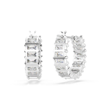 Swarovski Matrix Hoop Earrings Baguette Cut White Rhodium Plated