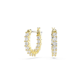 Swarovski Matrix Vittore hoop earrings, Round cut, White, Gold-tone plated
