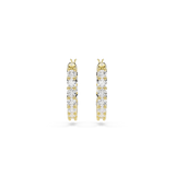 Swarovski Matrix Vittore hoop earrings, Round cut, White, Gold-tone plated