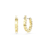 Swarovski Matrix Vittore hoop earrings, Round cut, White, Gold-tone plated