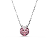 Swarovski Bella V Necklace Pendant Round Cut Pink Rhodium Plated