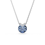 Swarovski Bella V Necklace Pendant Round Cut Blue Rhodium Plated