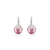 Swarovski Bella V Drop Earrings Round Cut Pink Rhodium Plated