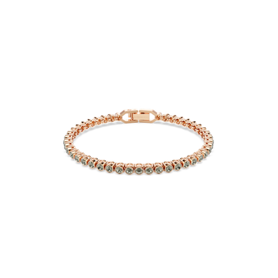Swarovski Imber Emily Tennis bracelet, Round cut, Black, Rose gold-tone plated