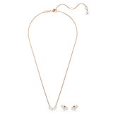 Swarovski Mesmera set, Pear cut, Octagon cut, White, Rose gold-tone plated