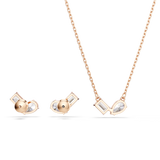 Swarovski Mesmera set, Pear cut, Octagon cut, White, Rose gold-tone plated
