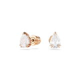 Swarovski Stilla stud earrings, Pear cut, White, Rose gold-tone plated