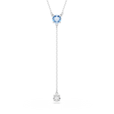 Swarovski Stilla Attract Y necklace, Round cut, Blue, Rhodium plated