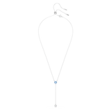 Swarovski Stilla Attract Y necklace, Round cut, Blue, Rhodium plated