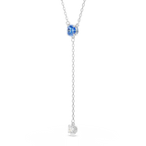 Swarovski Stilla Attract Y necklace, Round cut, Blue, Rhodium plated