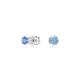 Swarovski Stilla Attract stud earrings, Round cut, Blue, Rhodium plated