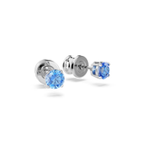 Swarovski Stilla Attract stud earrings, Round cut, Blue, Rhodium plated