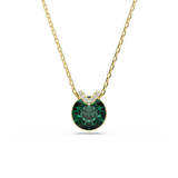 Swarovski Bella V Necklace Pendant Round Cut Green Gold-Tone Plated