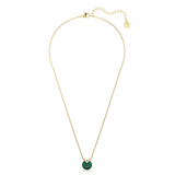 Swarovski Bella V Necklace Pendant Round Cut Green Gold-Tone Plated