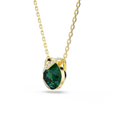 Swarovski Bella V Necklace Pendant Round Cut Green Gold-Tone Plated