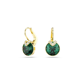 Swarovski Bella V Drop Earrings Round Cut Green Gold-Tone Plated