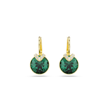 Swarovski Bella V Drop Earrings Round Cut Green Gold-Tone Plated