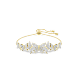 Swarovski Idyllia Lilia bracelet, Butterfly, White, Gold-tone plated