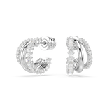 Swarovski Hyperbola Hoop Earrings Round Cut Mini White Rhodium Plated