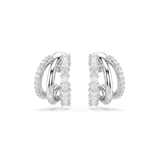 Swarovski Hyperbola Hoop Earrings Round Cut Mini White Rhodium Plated