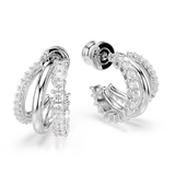 Swarovski Hyperbola Hoop Earrings Round Cut Mini White Rhodium Plated