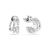 Swarovski Hyperbola Hoop Earrings Round Cut Mini White Rhodium Plated