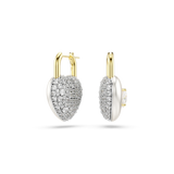 Swarovski Idyllia drop earrings, Mixed cuts, Heart, White, Gold-tone plated