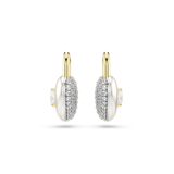 Swarovski Idyllia drop earrings, Mixed cuts, Heart, White, Gold-tone plated