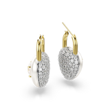 Swarovski Idyllia drop earrings, Mixed cuts, Heart, White, Gold-tone plated