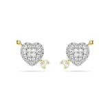 Swarovski Idyllia Stud Earrings Mixed Cuts Heart With Arrow White Mixed Metal Finish