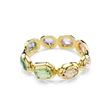 Swarovski Gema cuff, Oversized crystals, Mixed cuts, Multicolored, 18K gold finish