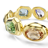 Swarovski Gema cuff, Oversized crystals, Mixed cuts, Multicolored, 18K gold finish