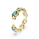 Swarovski Gema cuff, Oversized crystals, Mixed cuts, Multicolored, 18K gold finish