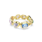 Swarovski Gema cuff, Oversized crystals, Mixed cuts, Multicolored, 18K gold finish